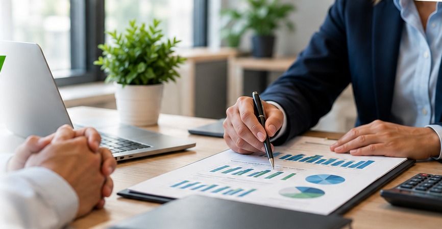 Professional financial consultation at an office